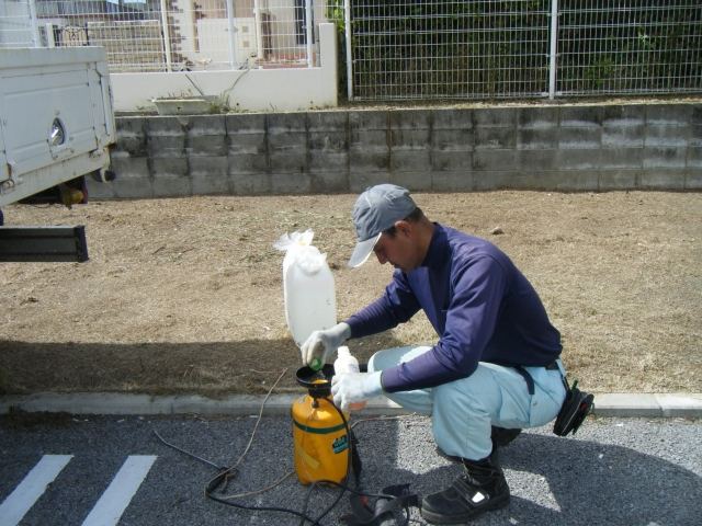 某飲食店　防草シート工の写真